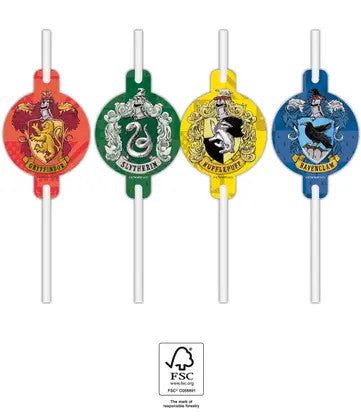 4db Papír szívószál HARRY POTTER HOGWARTS HOUSES
