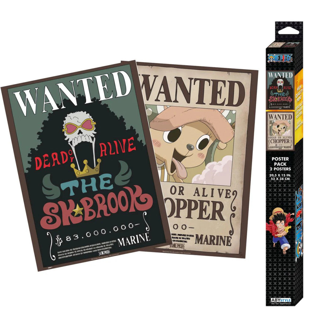 One Piece Set 2 Poszter Chibi 52x38cm Wanted Chopper & Brook