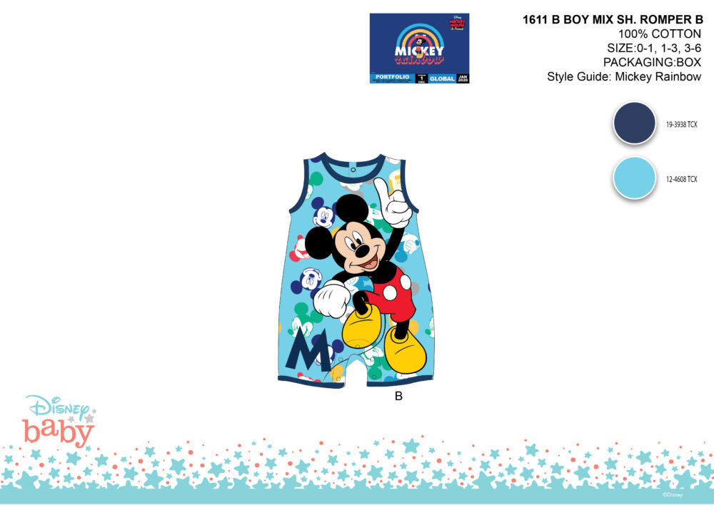 Disney Mickey egér nyári baba rugdalózó