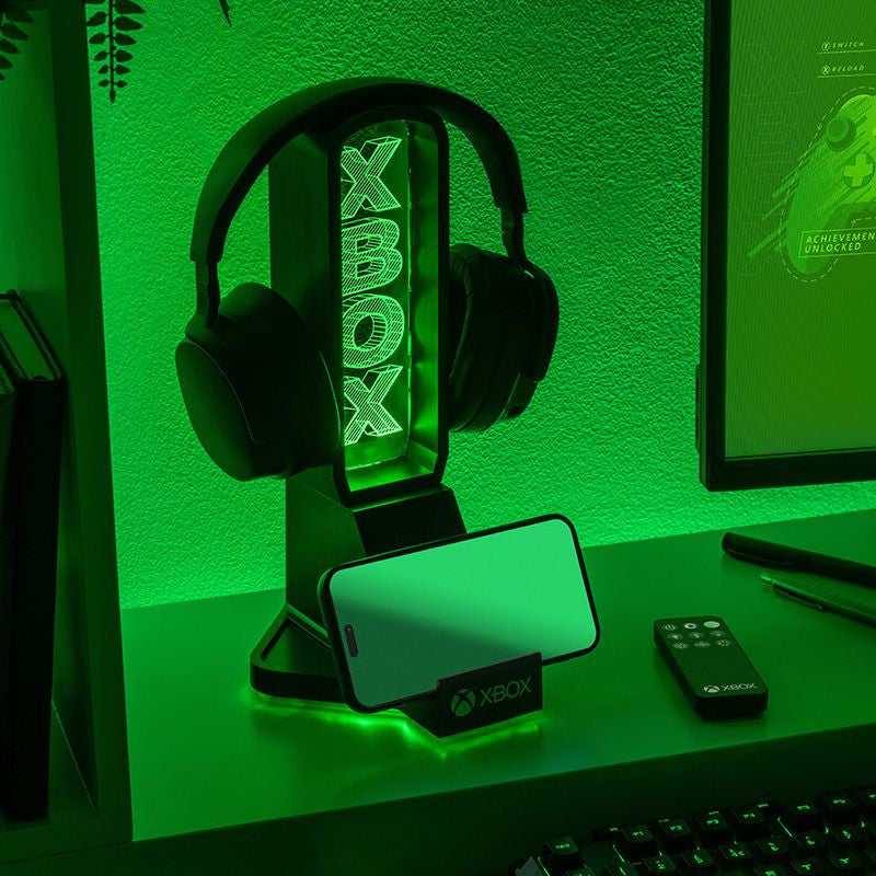 Xbox LED NEON gamer fejhallgató+telefontartó állvány