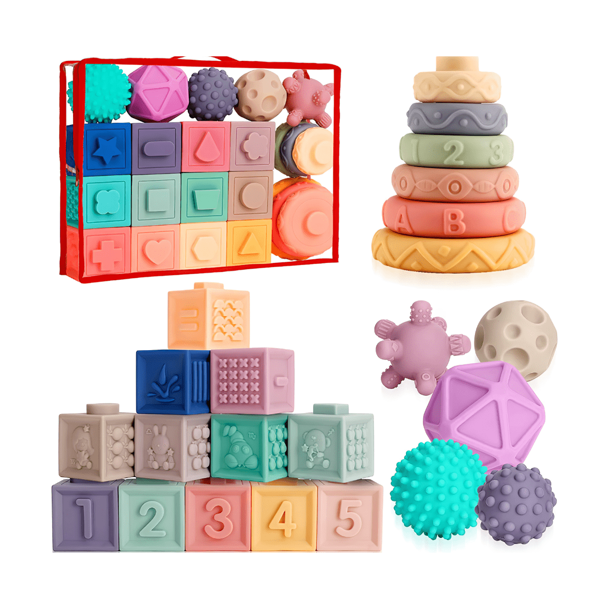 Montessori Puha Szenzoros építőjáték szett - .hu -