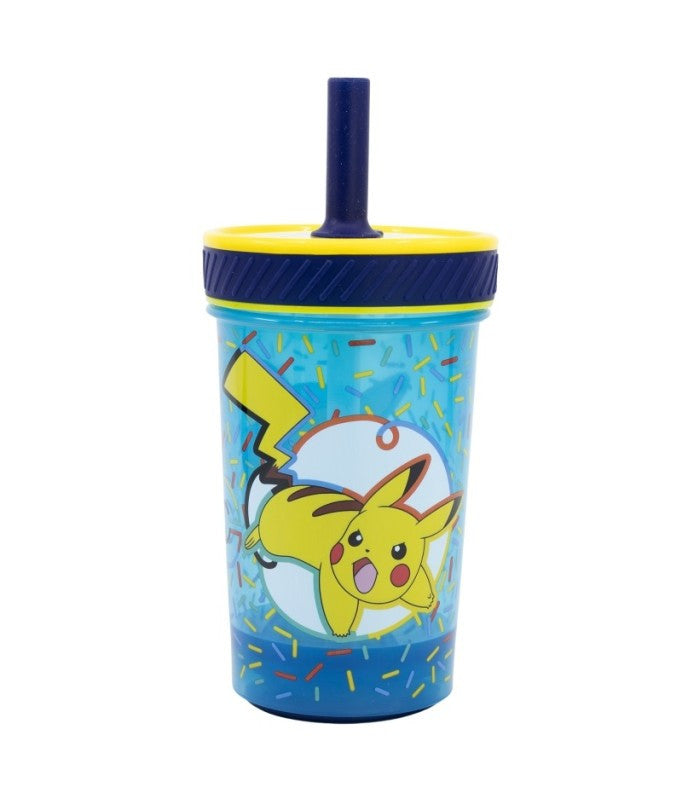 Pokémon felboríthatatlan csúszásgátlós műanyag pohár szívószállal - 370ML