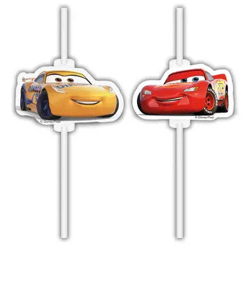 4db Papír szívószál CARS DISNEY