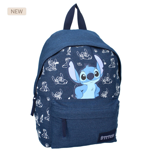 Stitch Prémium minőségű, farmer anyagból készült, két rekesszel ellátott, iskolatáska