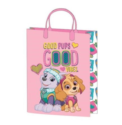 Ajándéktasak 32x27x10cm, laminált műanyag felülettel - Paw Patrol Pink
