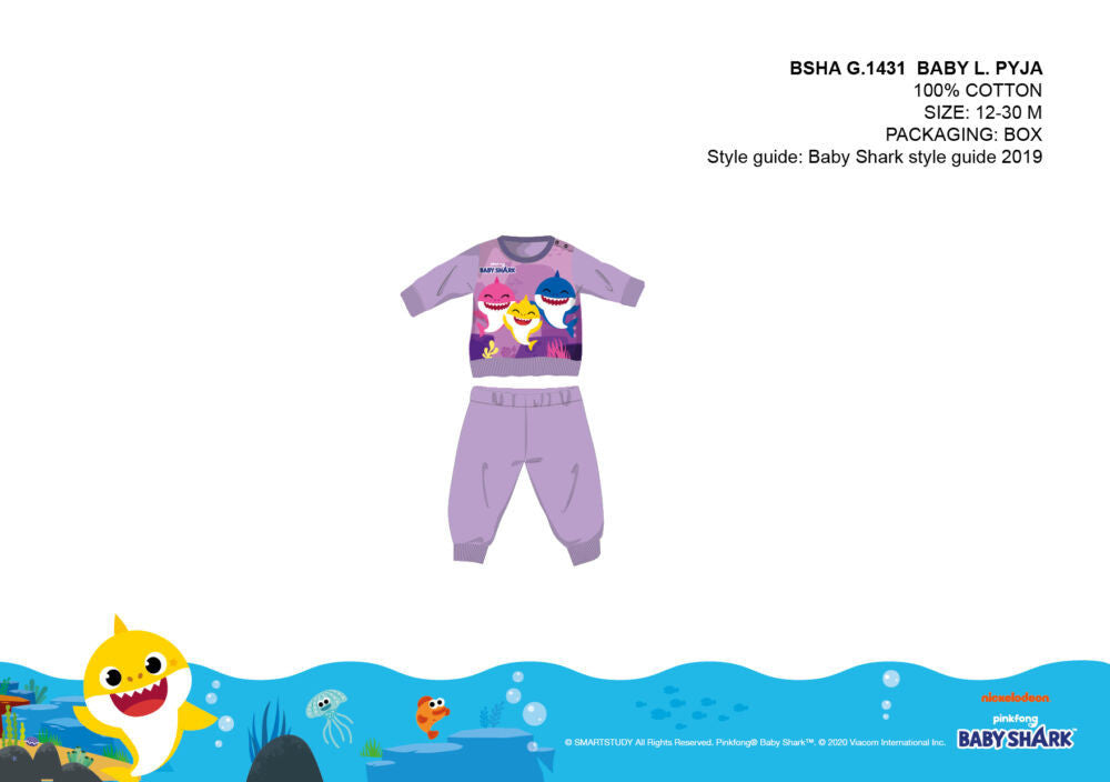 Baby Shark baba pizsama - jersey pamut pizsama