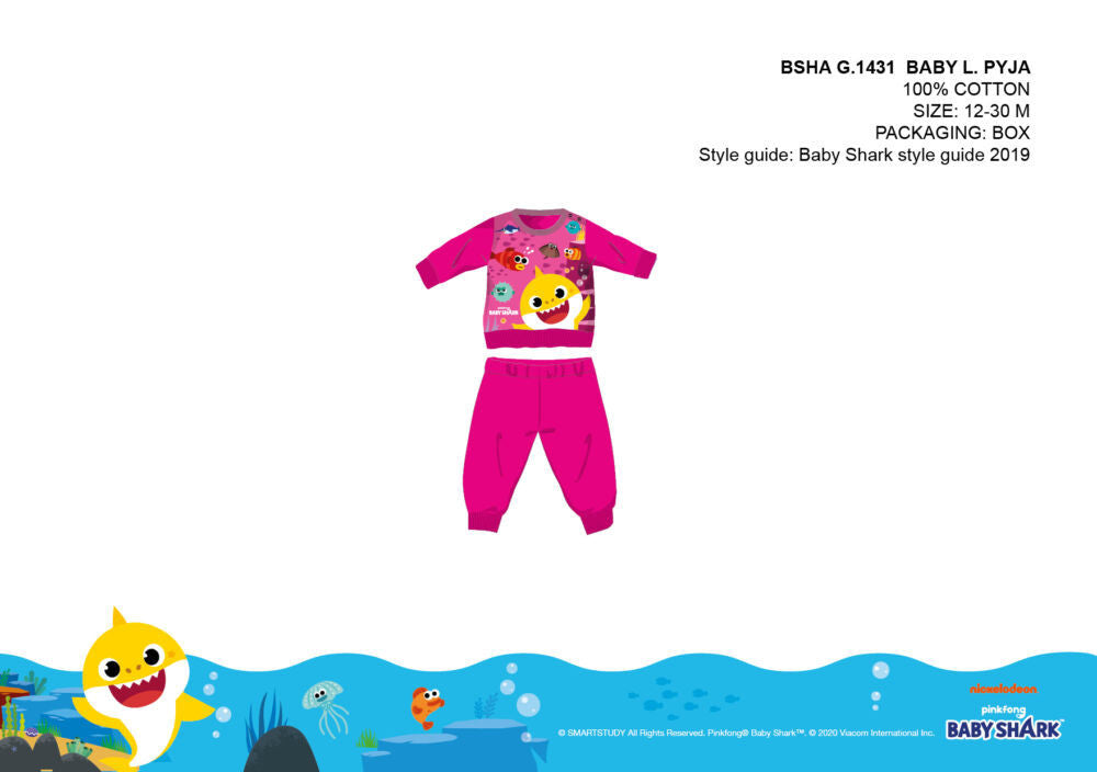 Baby Shark baba pizsama - jersey pamut pizsama