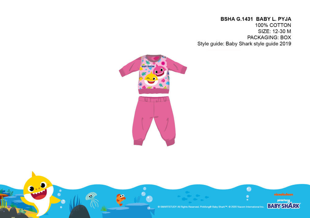 Baby Shark baba pizsama - jersey pamut pizsama