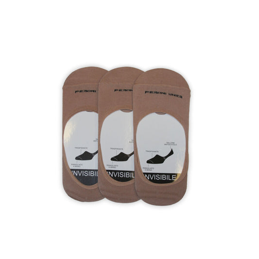 Pezzini unisex szilikonos titokzokni - 3 pár/csomag - pamut titokzokni - beige