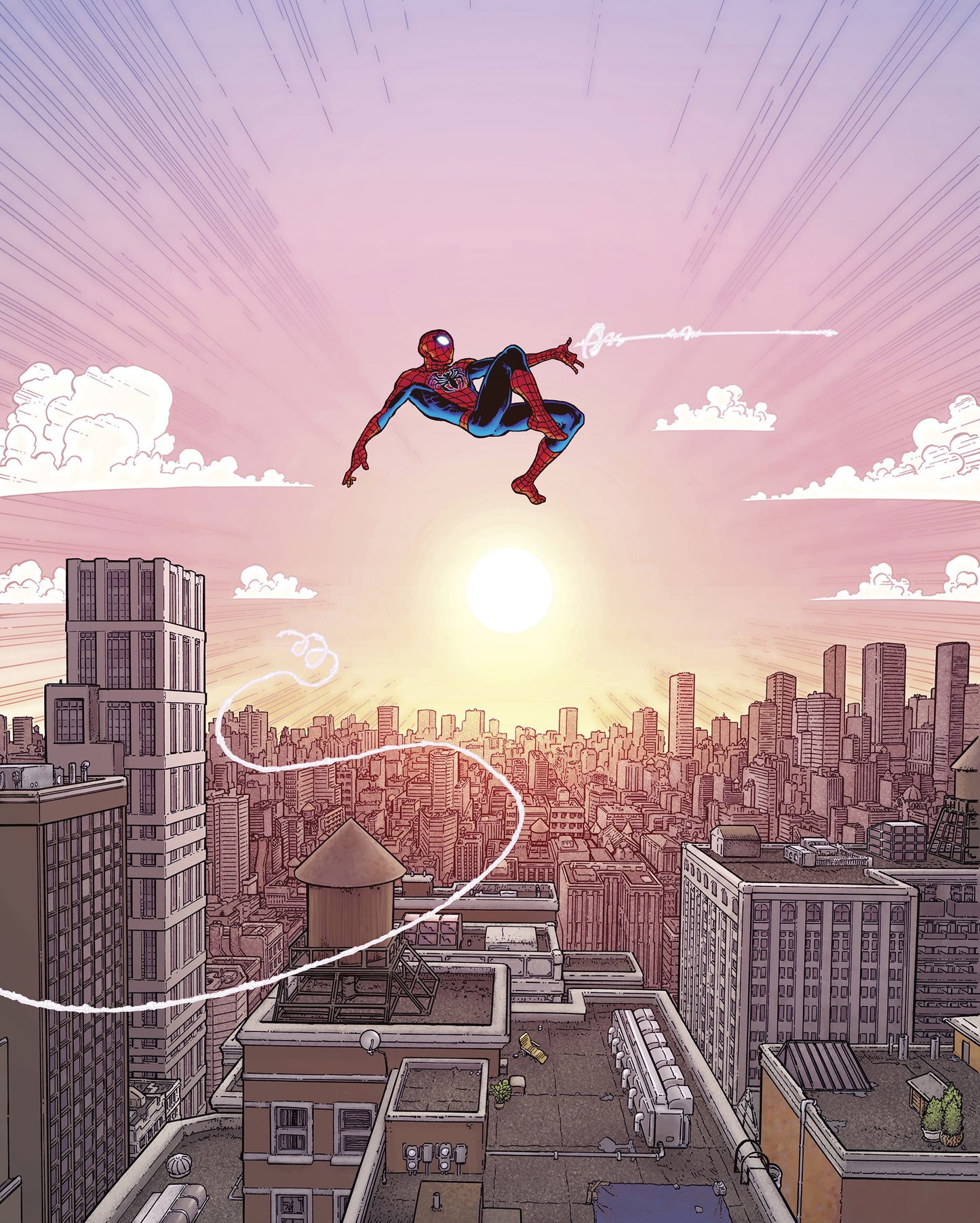 Marvel Spider-Man Swinging Through the Air – Tapéta