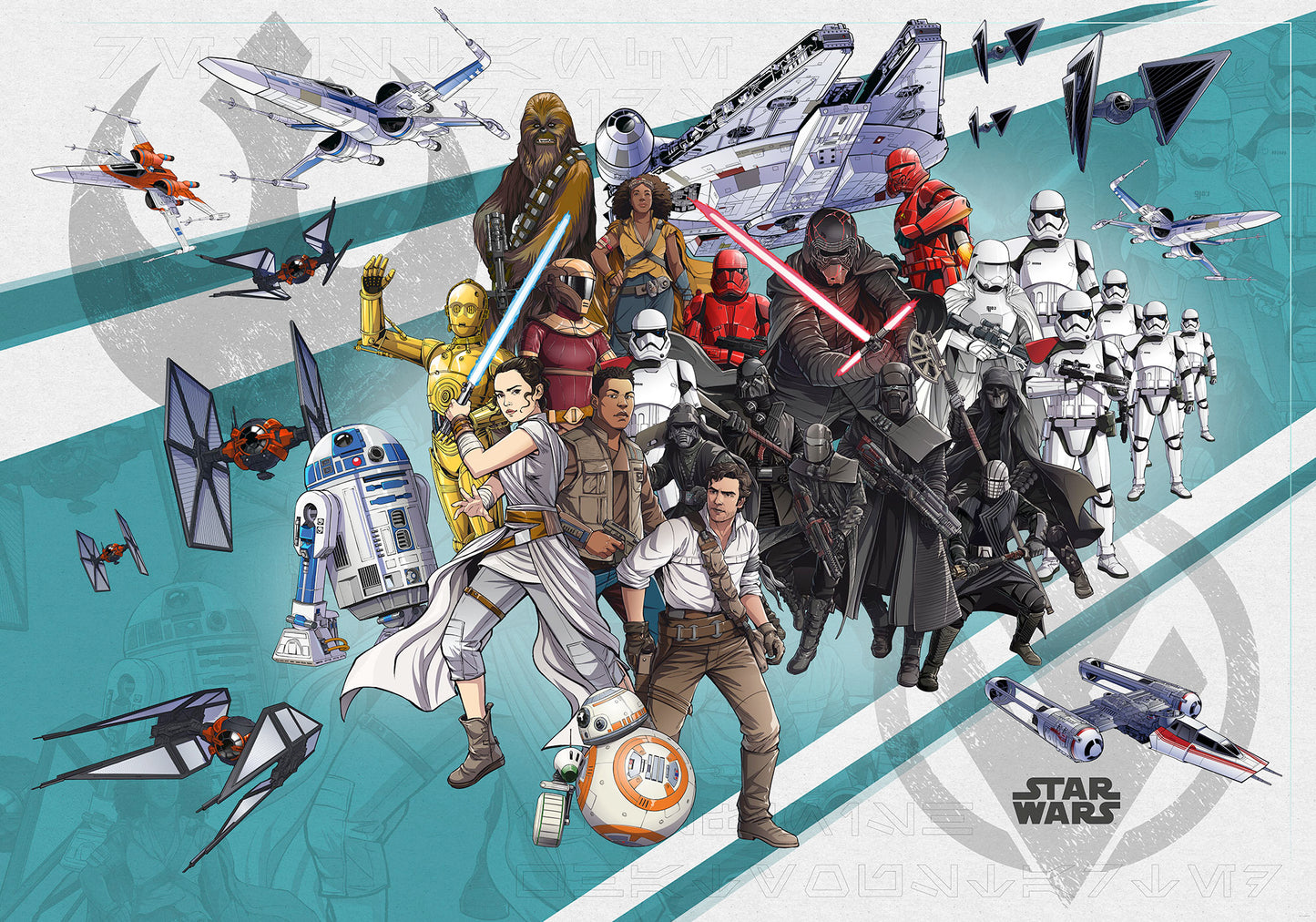 Star Wars Cartoon Collage Wide – Tapéta