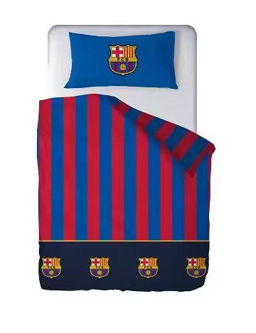 FC BARCELONA Ágynemű szett,  ágytakaró 210x270 + gumis lepedő 135x200+28 + párnahuzat 45x155