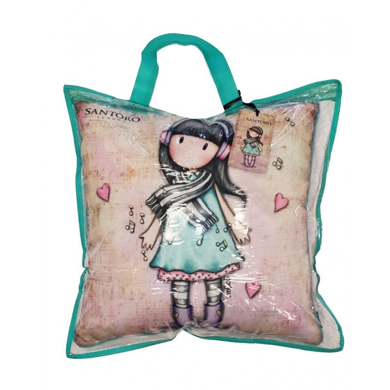 Gorjuss párna, díszpárna - 40x40 cm - beige-lila