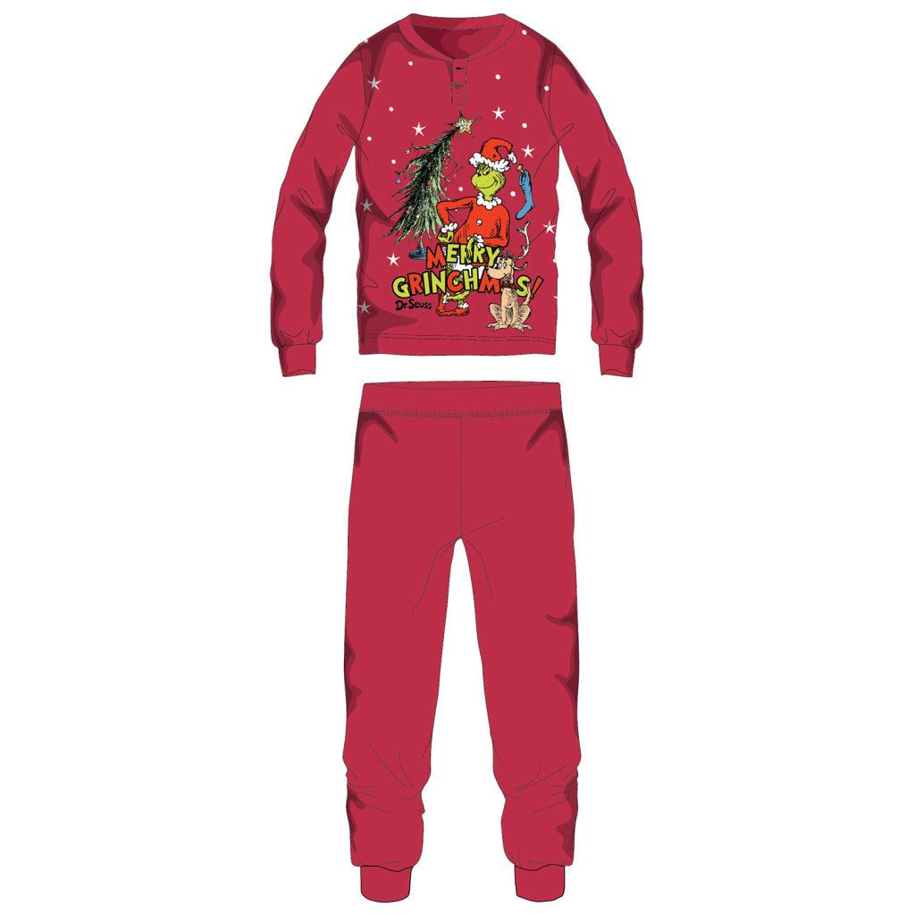 The Grinch vastag interlock karácsonyi pamut pizsama nőknek