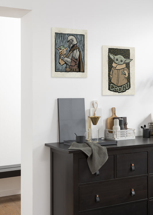 Star Wars The Mandalorian Grogu Lino-Cut – Vászonkép