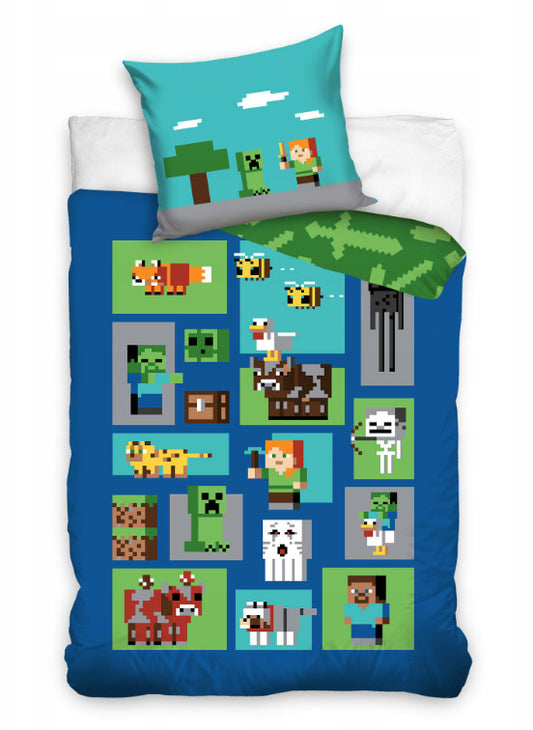 Minecraft 100% pamut ágyneműgarnitúra 160x200cm ágyneműhuzat + 70x80cm párnahuzat