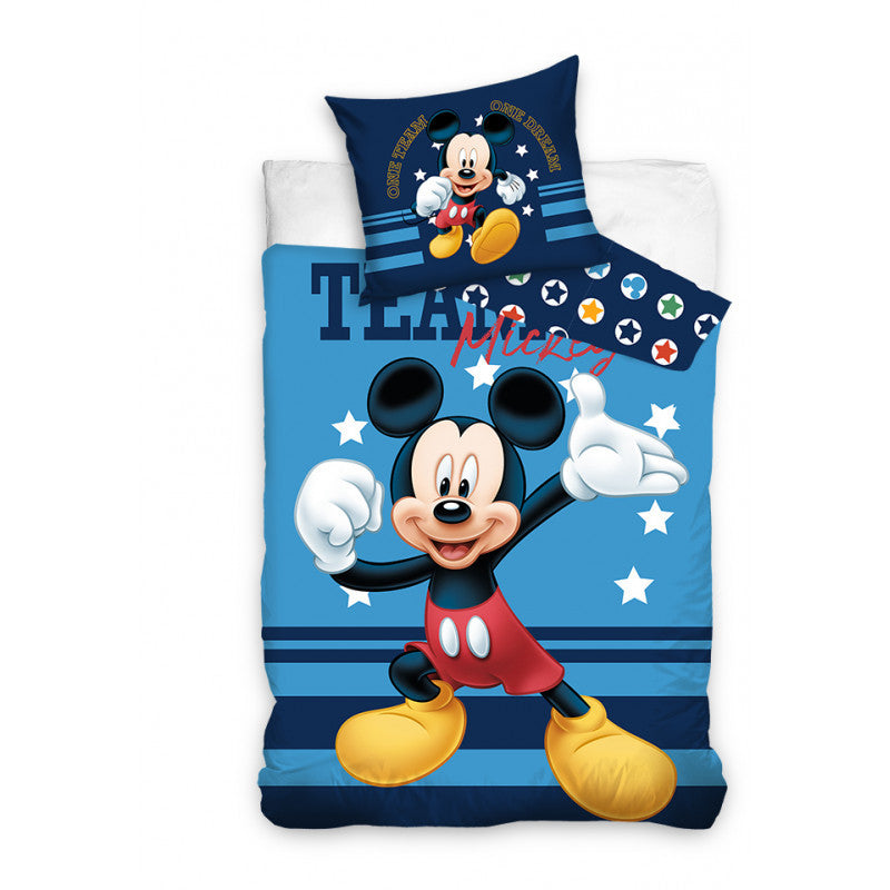 MICKEY EGÉR KÉK Ágyneműgarnitúra 100% pamut 140x200 + 65x65