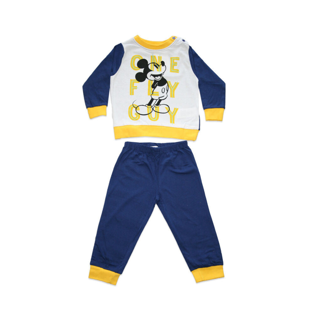Hosszú vékony pamut baba pizsama - Mickey egér - One fly guy felirattal - Jersey
