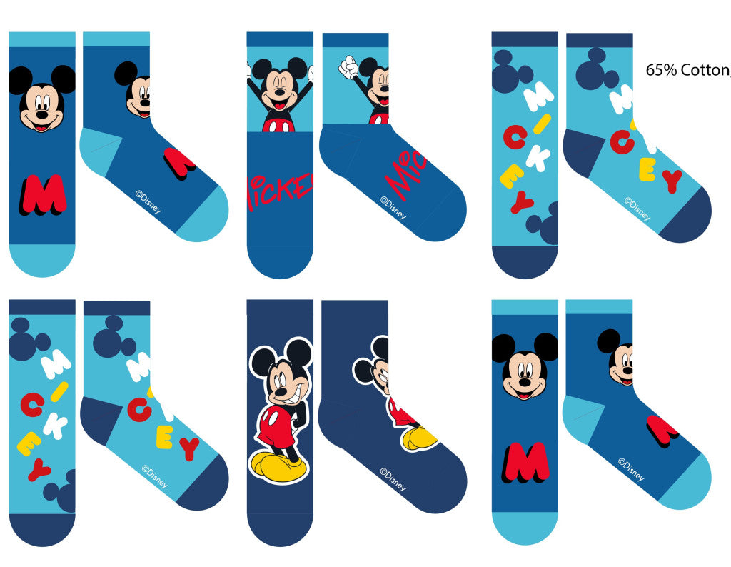 Disney Mickey egér gyerek pamut normál zokni - 6 pár/csomag