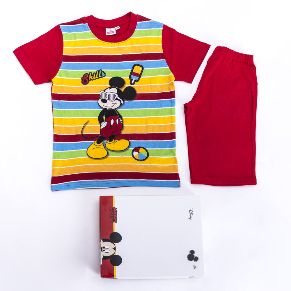 Mickey egér kisfiú pamut pizsama - rövid ujjú pizsama - nyári együttes - piros