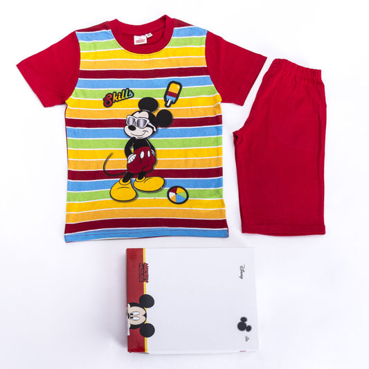 Mickey egér kisfiú pamut pizsama - rövid ujjú pizsama - nyári együttes - piros