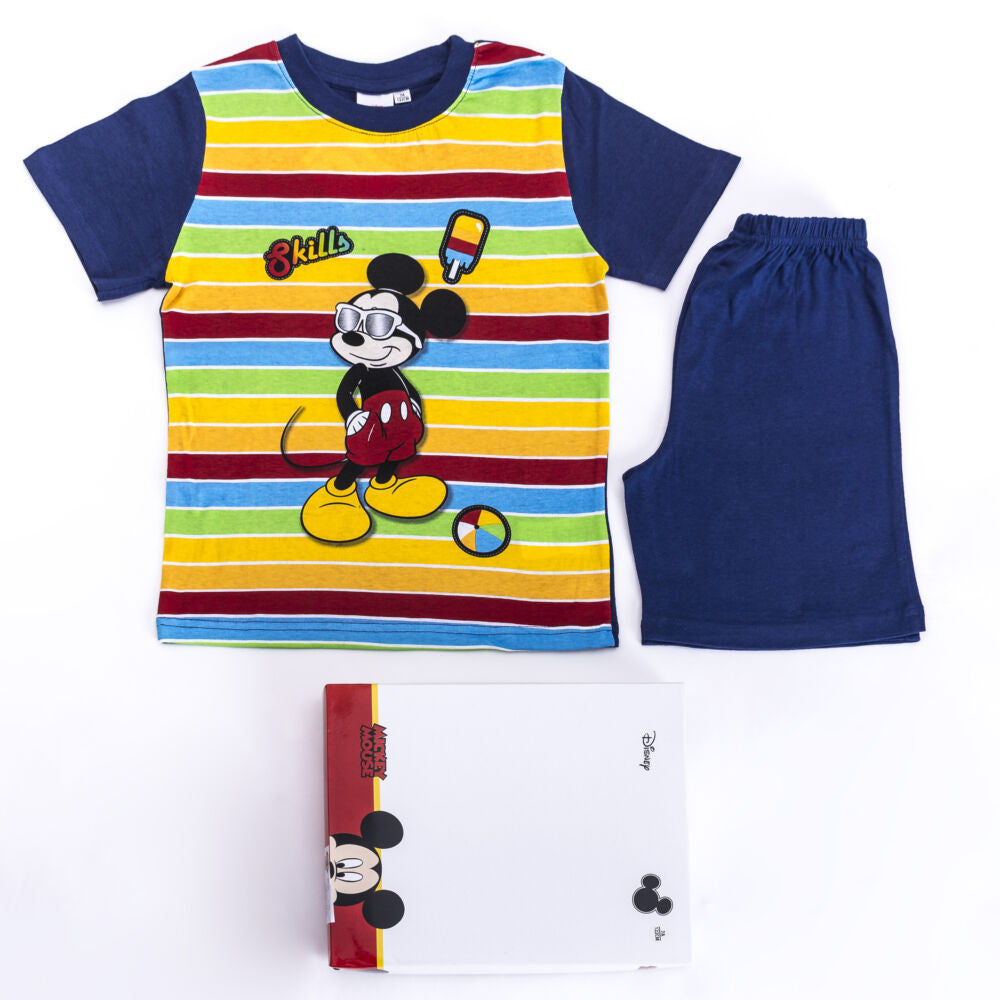 Mickey egér kisfiú pamut pizsama - rövid ujjú pizsama - nyári együttes - sötétkék