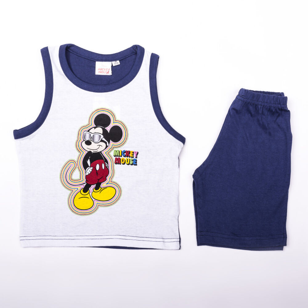 Mickey egér kisfiú pamut nyári együttes - trikó-rövidnadrág szett - sötétkék
