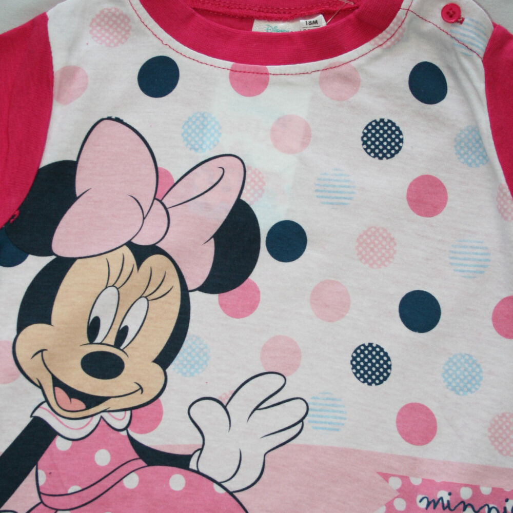 Hosszú vékony pamut baba pizsama - pöttyös Minnie egér - Jersey