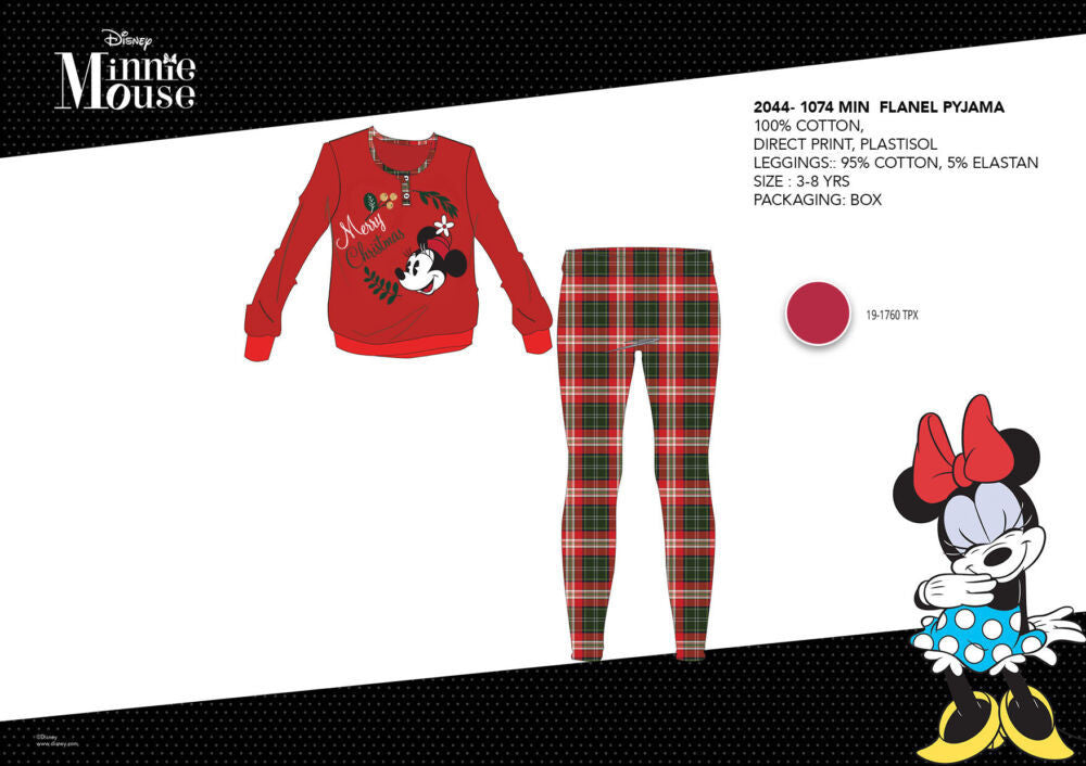 Téli vastag pamut gyerek pizsama - flanel pizsama - Disney Minnie egér