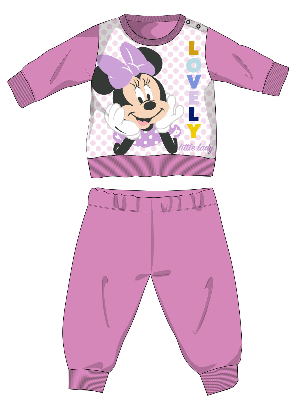 Disney Minnie egér baba polár pizsama - téli vastag pizsama
