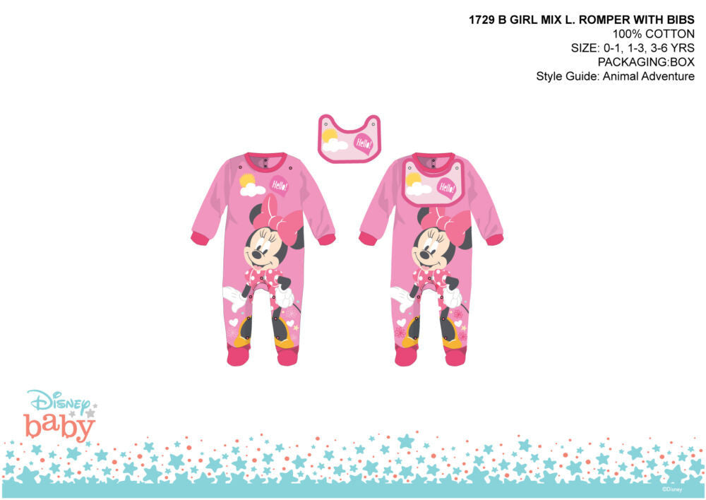 Disney Minnie egér baba rugdalózó előkével