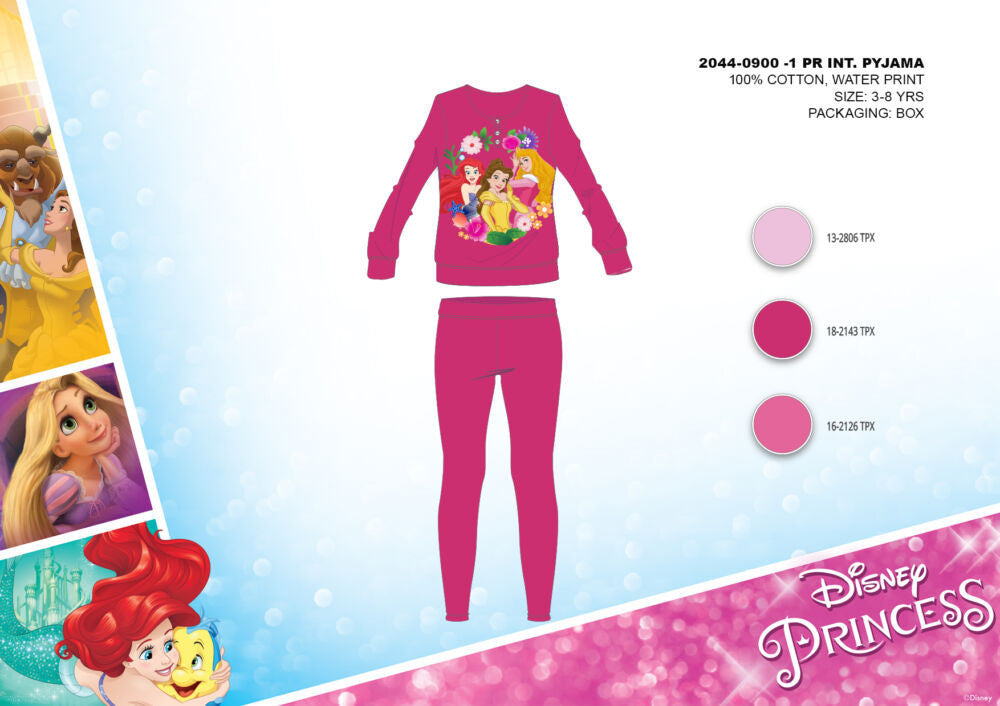 Téli pamut interlock gyerek pizsama - Disney Hercegnők
