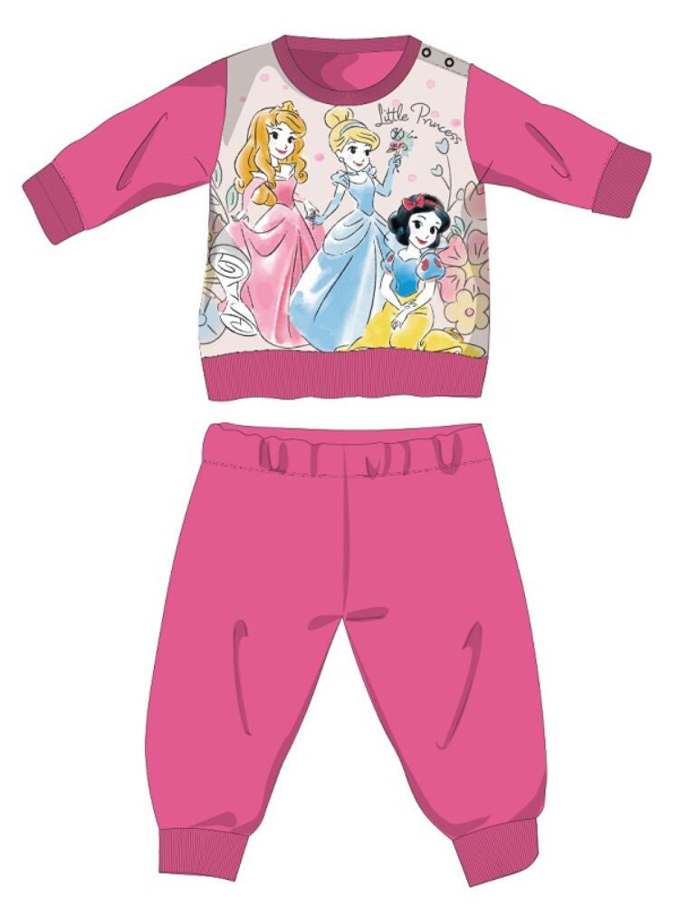 Disney Hercegnők téli pamut baba pizsama - interlock pizsama