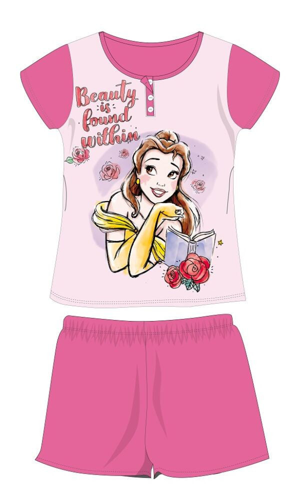 Disney Hercegnők nyári rövid ujjú gyerek pizsama - pamut jersey pizsama