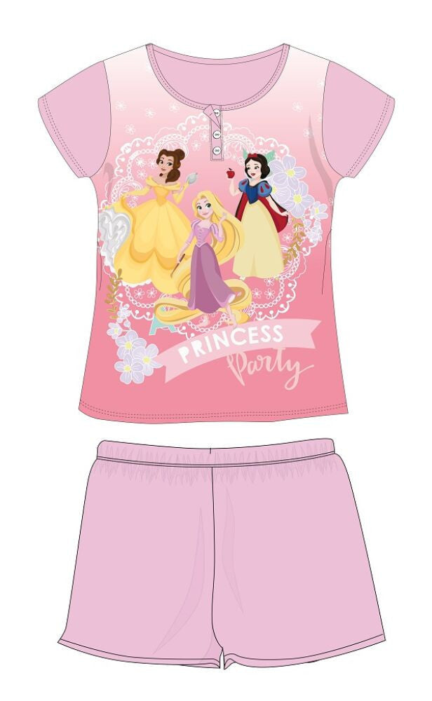 Disney Hercegnők nyári rövid ujjú gyerek pizsama - pamut jersey pizsama