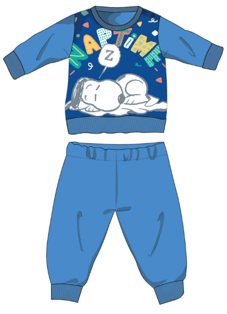 Snoopy hosszú vékony baba pizsama - pamut jersey pizsama