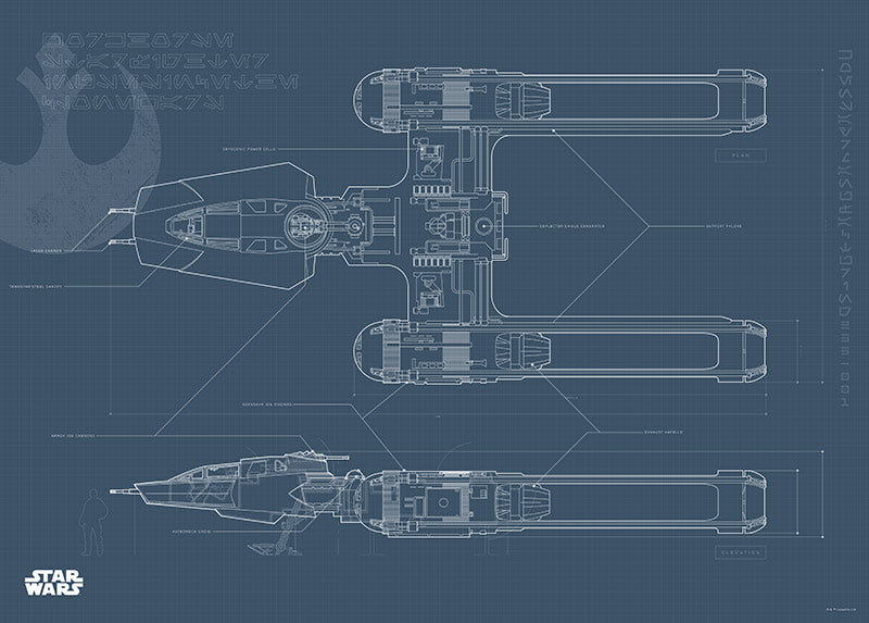 Star Wars EP9 Blueprint Y-Wing – Poszter