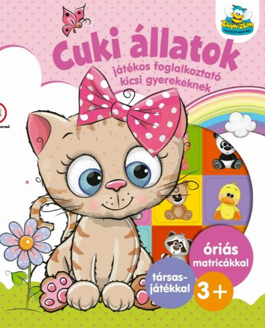 Cuki állatok - Játékos foglalkoztató kicsi gyerekeknek - Óriás matricákkal plusz társasjátékkal - .hu - KÖNYV