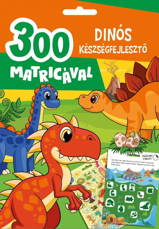Dínós készségfejlesztő - 300 matricával - .hu - KÖNYV